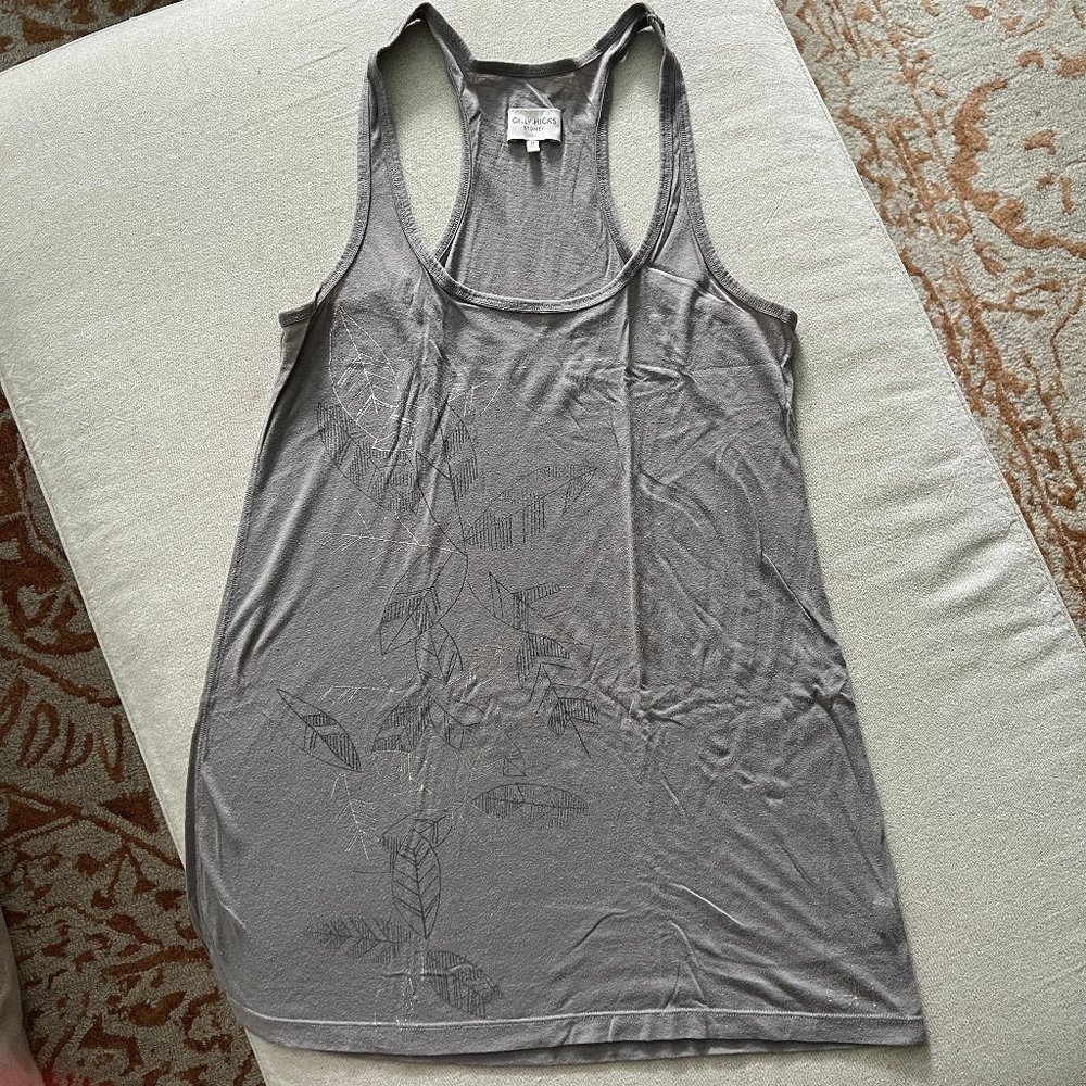 RARE Gilly Hicks Gray Floral Metallic Print Tank Sz M
